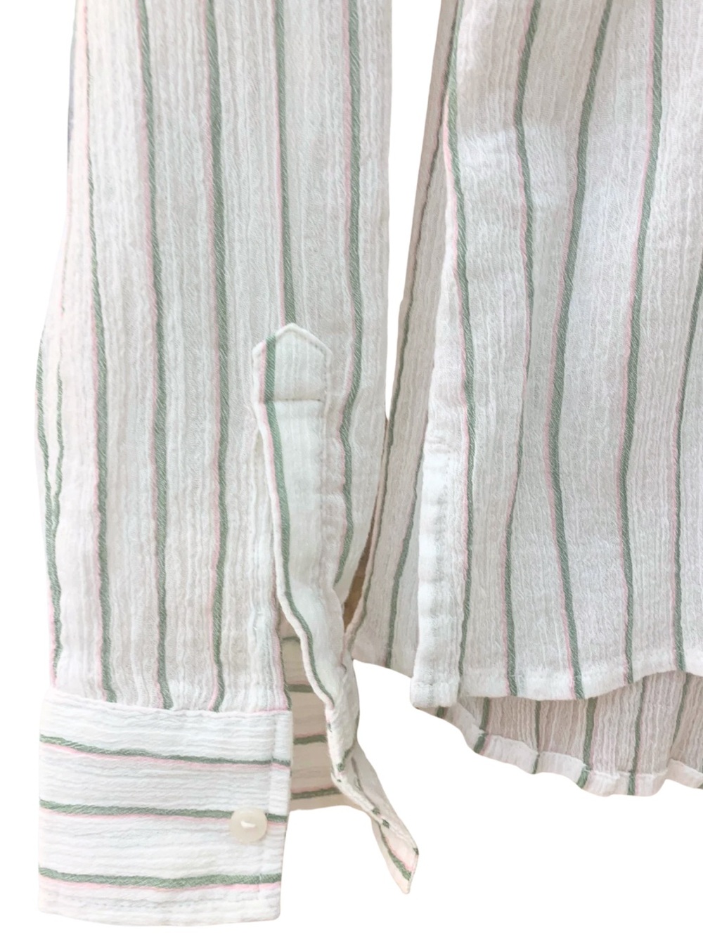 Carve Designs White Green Striped Gauze Top Cotton Tunic Coastal Boho Beach - Picture 5 of 11